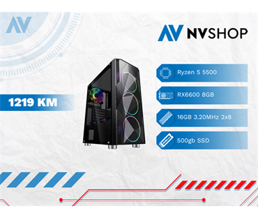 GAMING PC RYZEN 5 5500/A520/16GB/500GBSSD/RX 6600 8GB/600W/V315