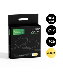 LED TRAKA GREEN TECH 60 LED,8MM,4,8W/M, 3000K,DC 24V,IP20, 5M